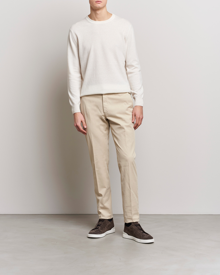 Uomini | Pantaloni | Zegna | Slim Fit Premium Cotton Chinos Off White