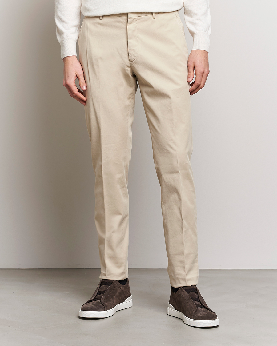Uomini | Pantaloni | Zegna | Slim Fit Premium Cotton Chinos Off White
