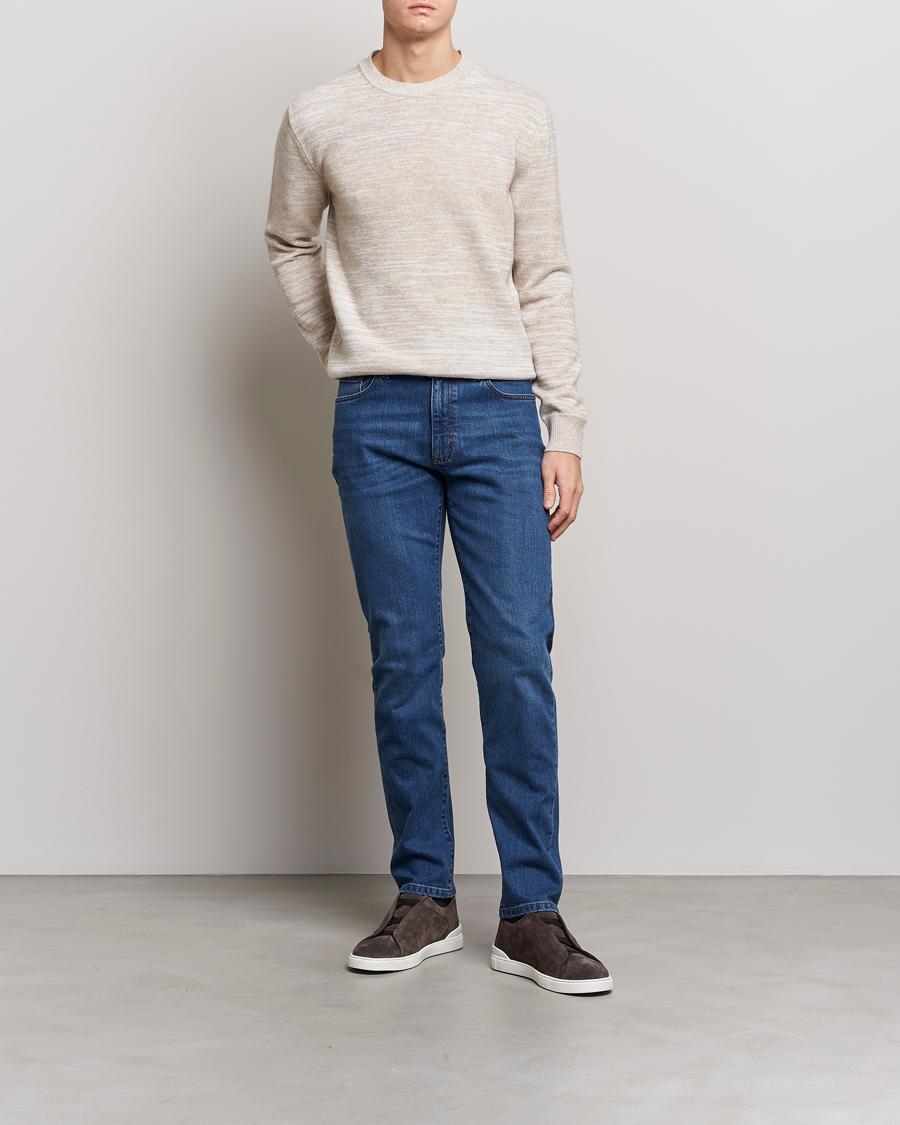 Uomini | Jeans | Zegna | Slim Fit Stretch Denim Jeans Stone Wash