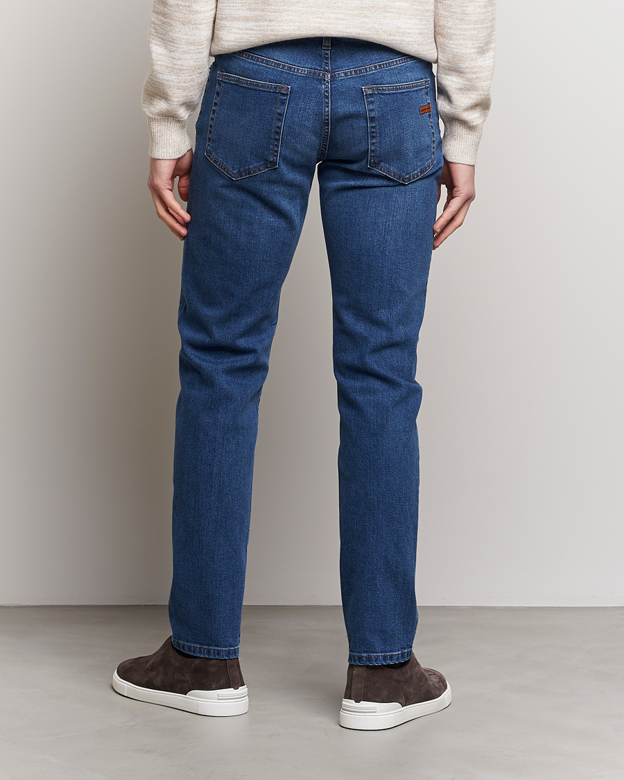 Uomini | Jeans | Zegna | Slim Fit Stretch Denim Jeans Stone Wash