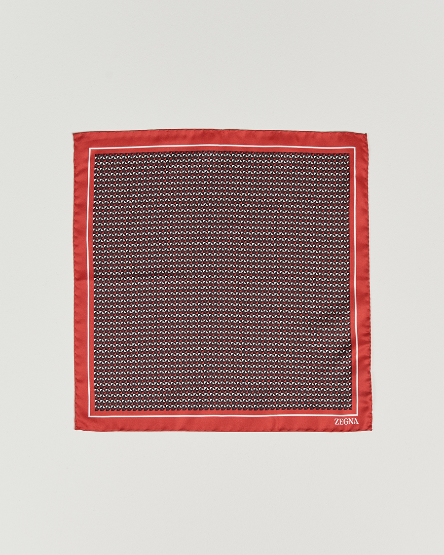 Uomini | Zegna Printed Silk Pochette Dark Red | Zegna | Printed Silk Pochette Dark Red