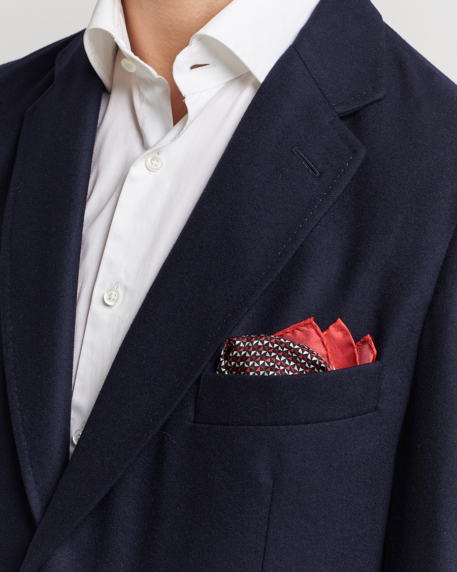 Uomini | Zegna Printed Silk Pochette Dark Red | Zegna | Printed Silk Pochette Dark Red