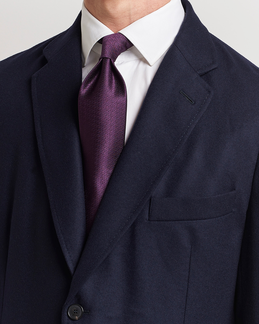 Uomini | Zegna Monogram Silk Tie Dark Purple | Zegna | Monogram Silk Tie Dark Purple