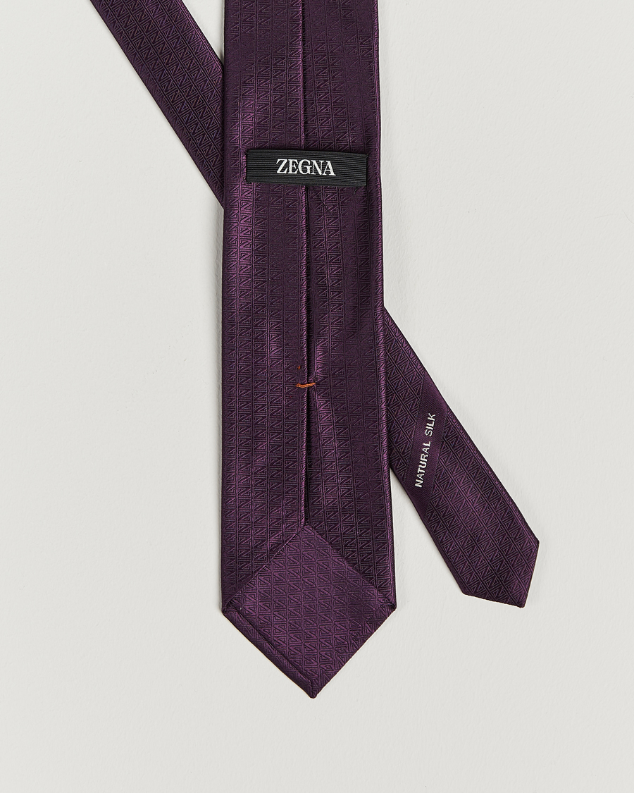 Uomini | Zegna Monogram Silk Tie Dark Purple | Zegna | Monogram Silk Tie Dark Purple