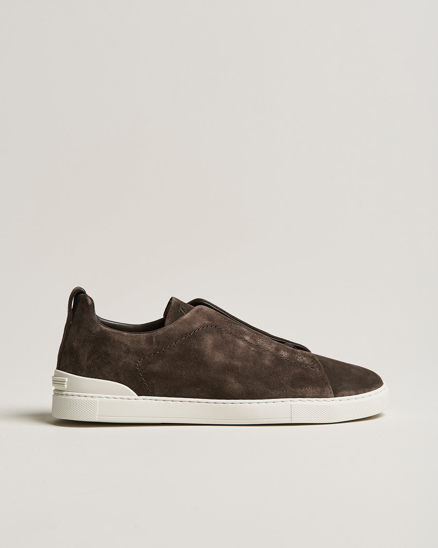 Uomini | Zegna Triple Stitch Sneakers Dark Brown Suede | Zegna | Triple Stitch Sneakers Dark Brown Suede