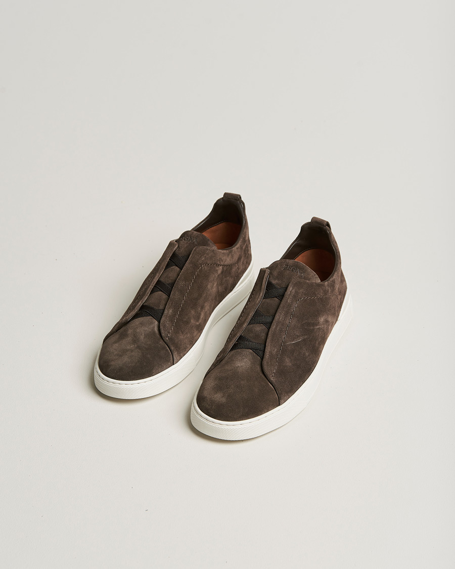 Uomini | Zegna Triple Stitch Sneakers Dark Brown Suede | Zegna | Triple Stitch Sneakers Dark Brown Suede