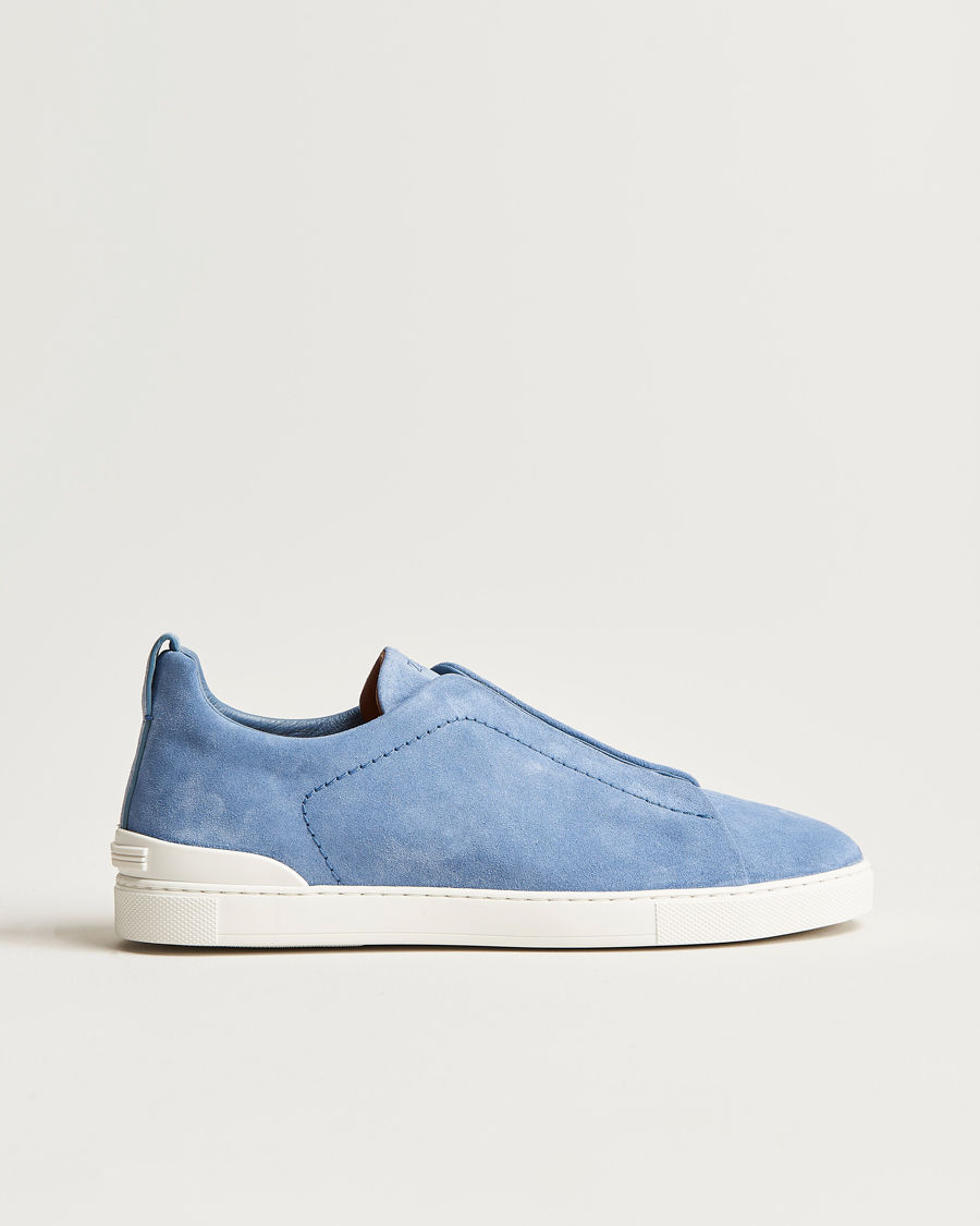 Uomini | Zegna Triple Stitch Sneakers Light Blue Suede | Zegna | Triple Stitch Sneakers Light Blue Suede