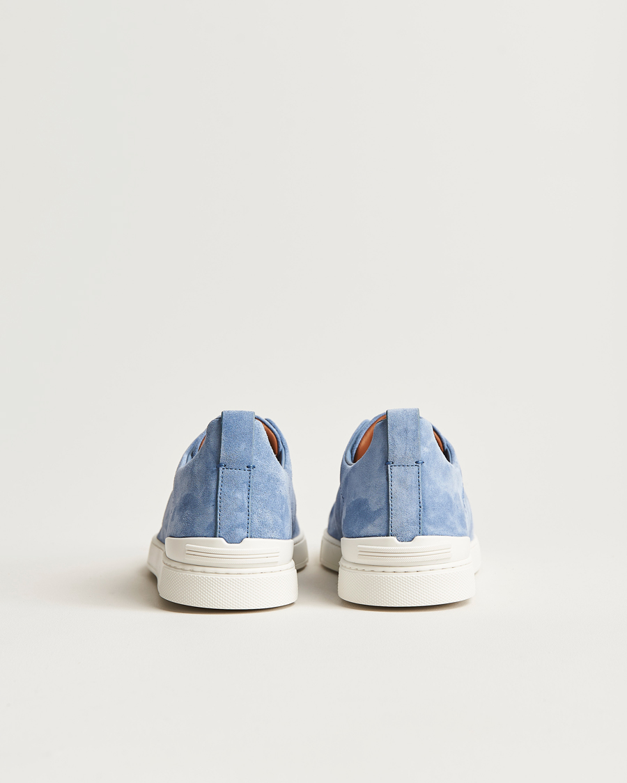 Uomini | Zegna Triple Stitch Sneakers Light Blue Suede | Zegna | Triple Stitch Sneakers Light Blue Suede