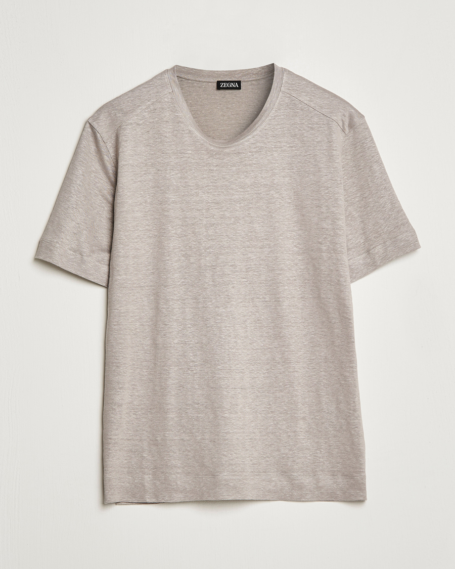 Uomini | T-shirt | Zegna | Pure Linen T-Shirt Taupe