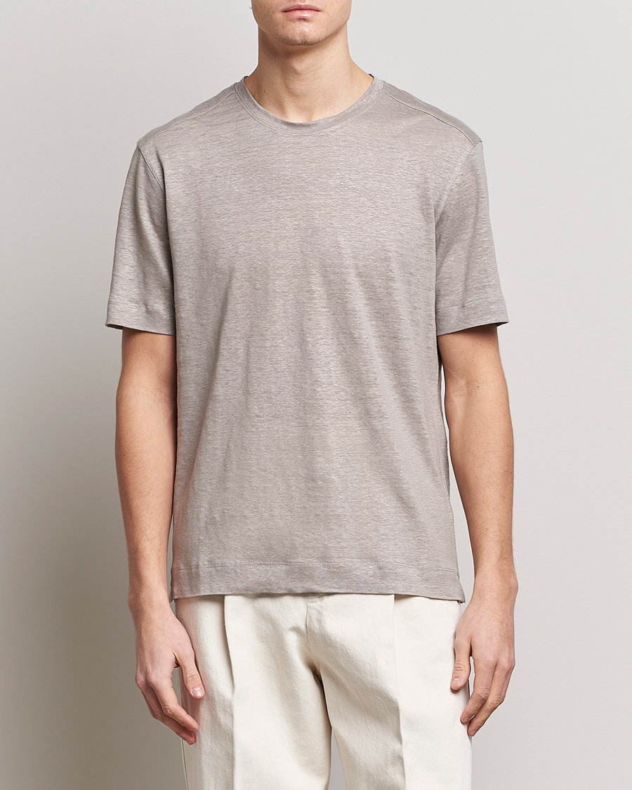 Uomini | T-shirt | Zegna | Pure Linen T-Shirt Taupe