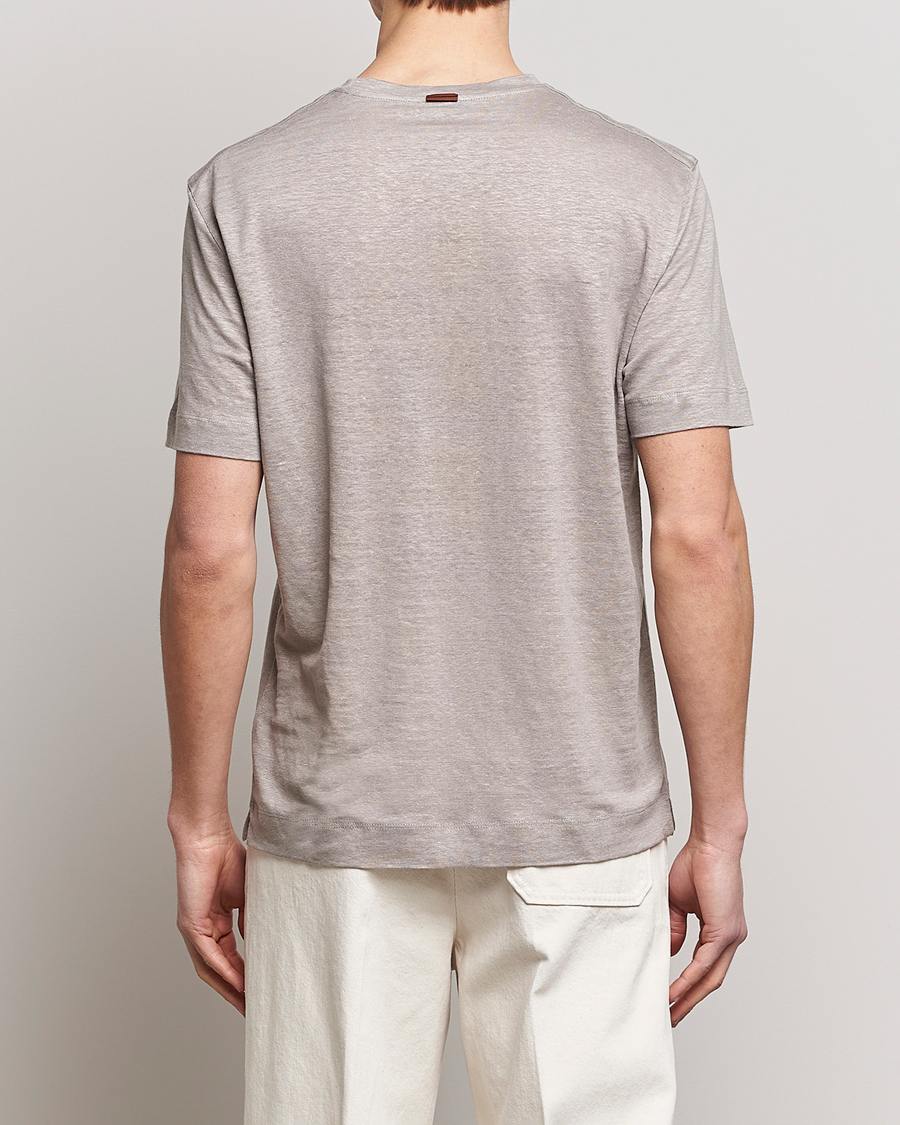 Uomini | T-shirt | Zegna | Pure Linen T-Shirt Taupe