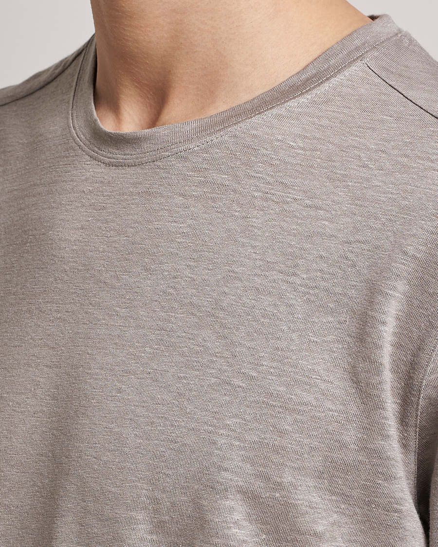 Uomini | T-shirt | Zegna | Pure Linen T-Shirt Taupe
