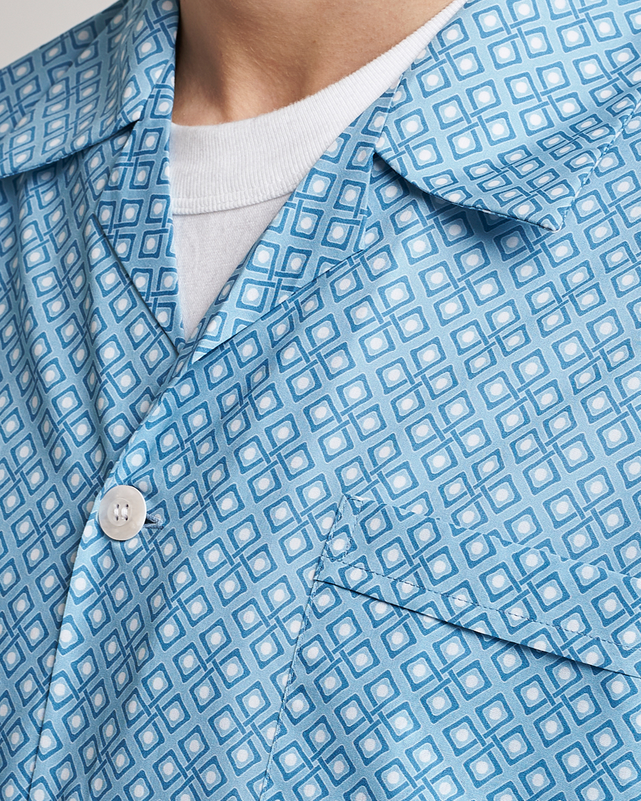 Uomini | Accappatoi & Pigiami | Derek Rose | Shortie Printed Cotton Pyjama Set Blue