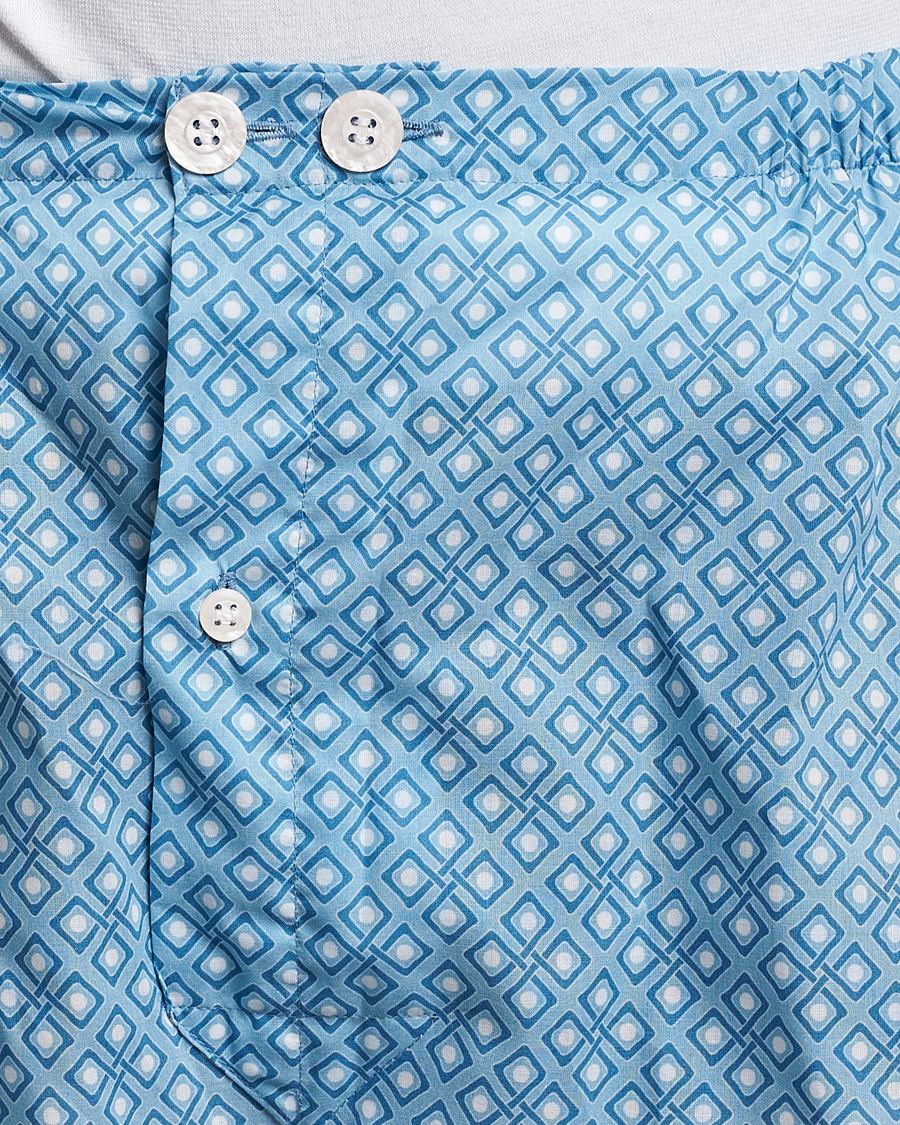 Uomini | Accappatoi & Pigiami | Derek Rose | Shortie Printed Cotton Pyjama Set Blue