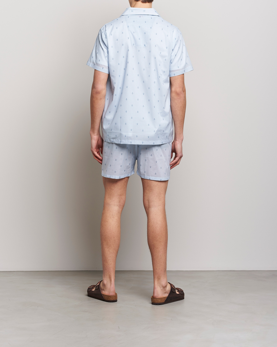 Uomini | Accappatoi & Pigiami | Derek Rose | Shortie Printed Cotton Pyjama Set Blue