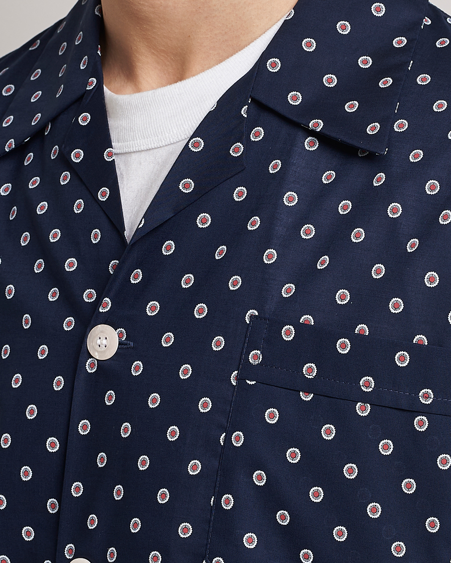 Uomini | Accappatoi & Pigiami | Derek Rose | Shortie Printed Cotton Pyjama Set Navy