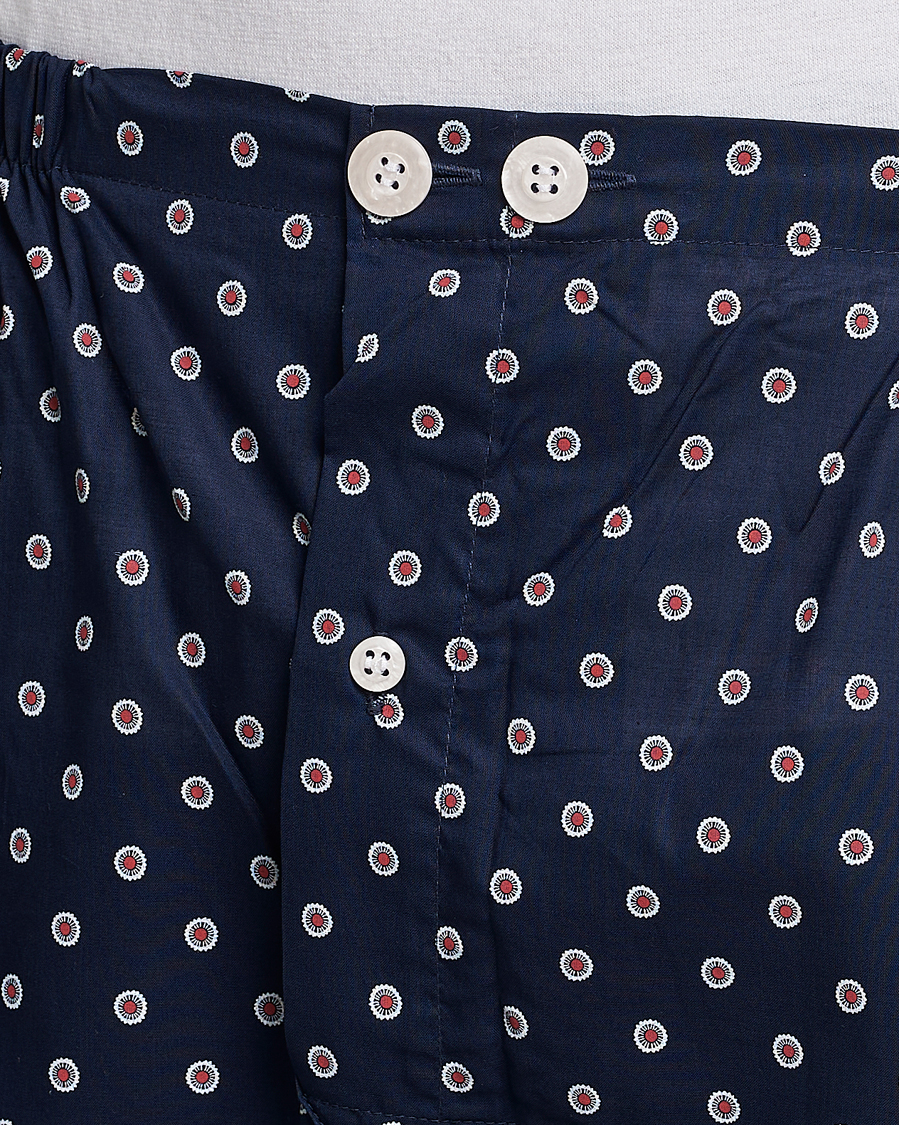 Uomini | Accappatoi & Pigiami | Derek Rose | Shortie Printed Cotton Pyjama Set Navy