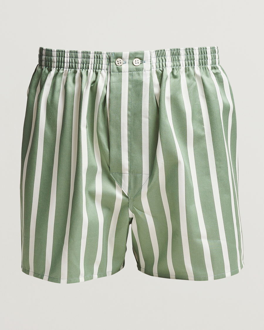 Uomini | Biancheria intima | Derek Rose | Classic Fit Striped Cotton Boxer Shorts Green/White