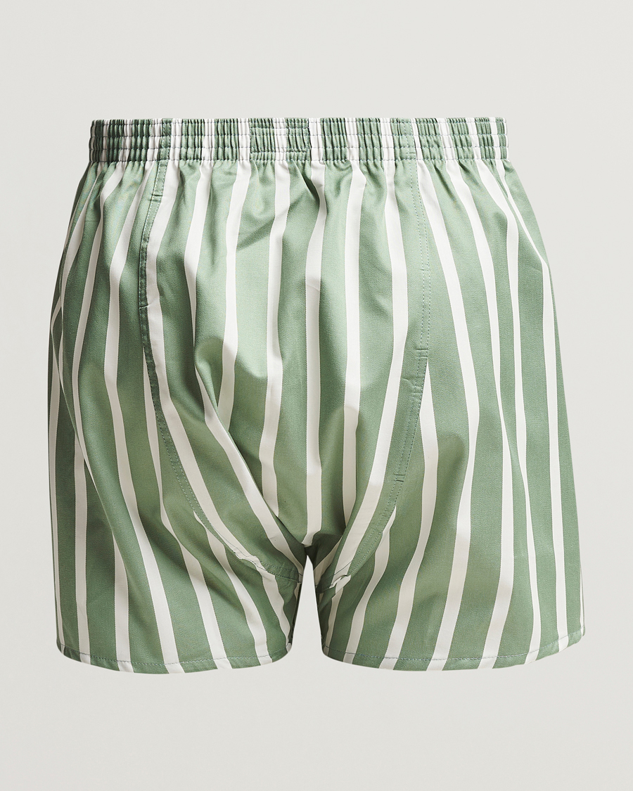 Uomini | Biancheria intima | Derek Rose | Classic Fit Striped Cotton Boxer Shorts Green/White