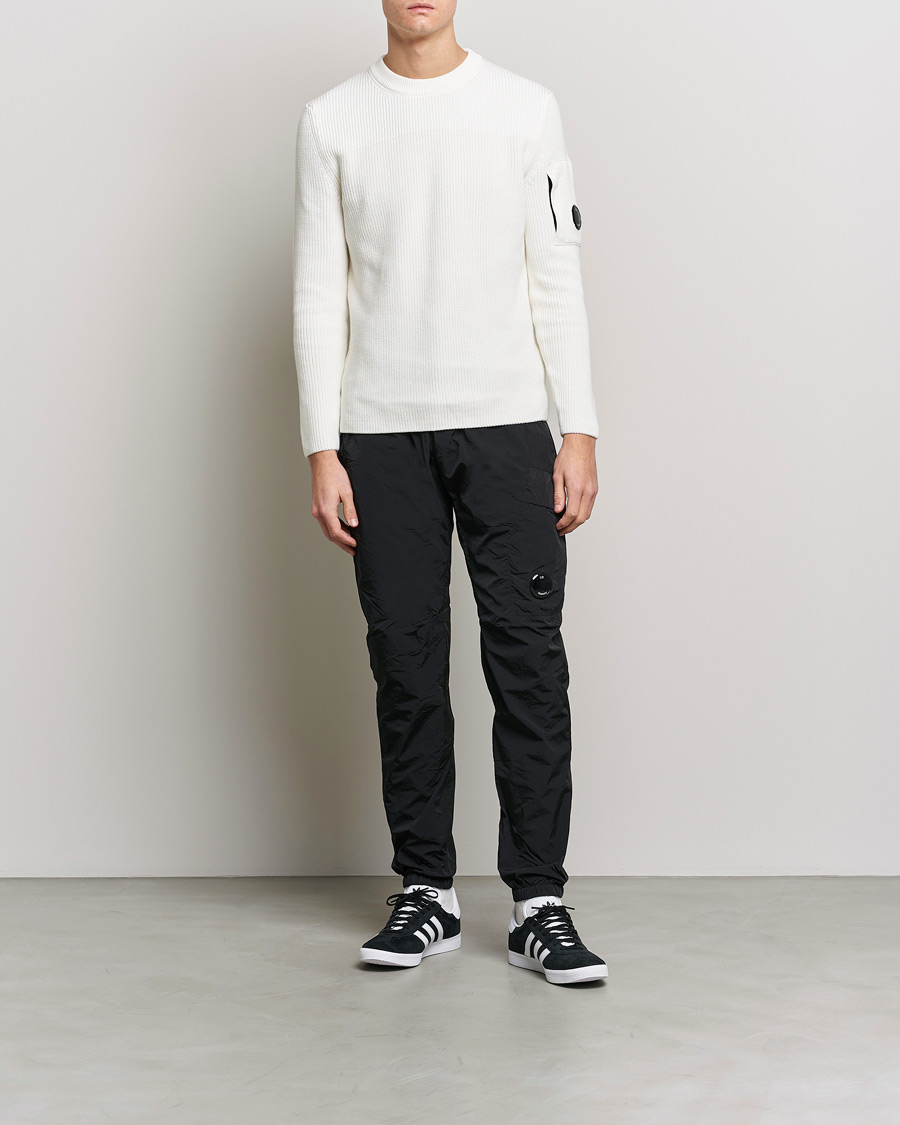 Uomini | Maglieria | C.P. Company | Sea Island Knitted Cotton Crew Neck White