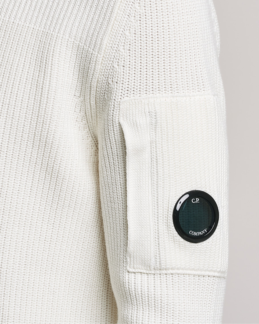 Uomini | Maglieria | C.P. Company | Sea Island Knitted Cotton Crew Neck White