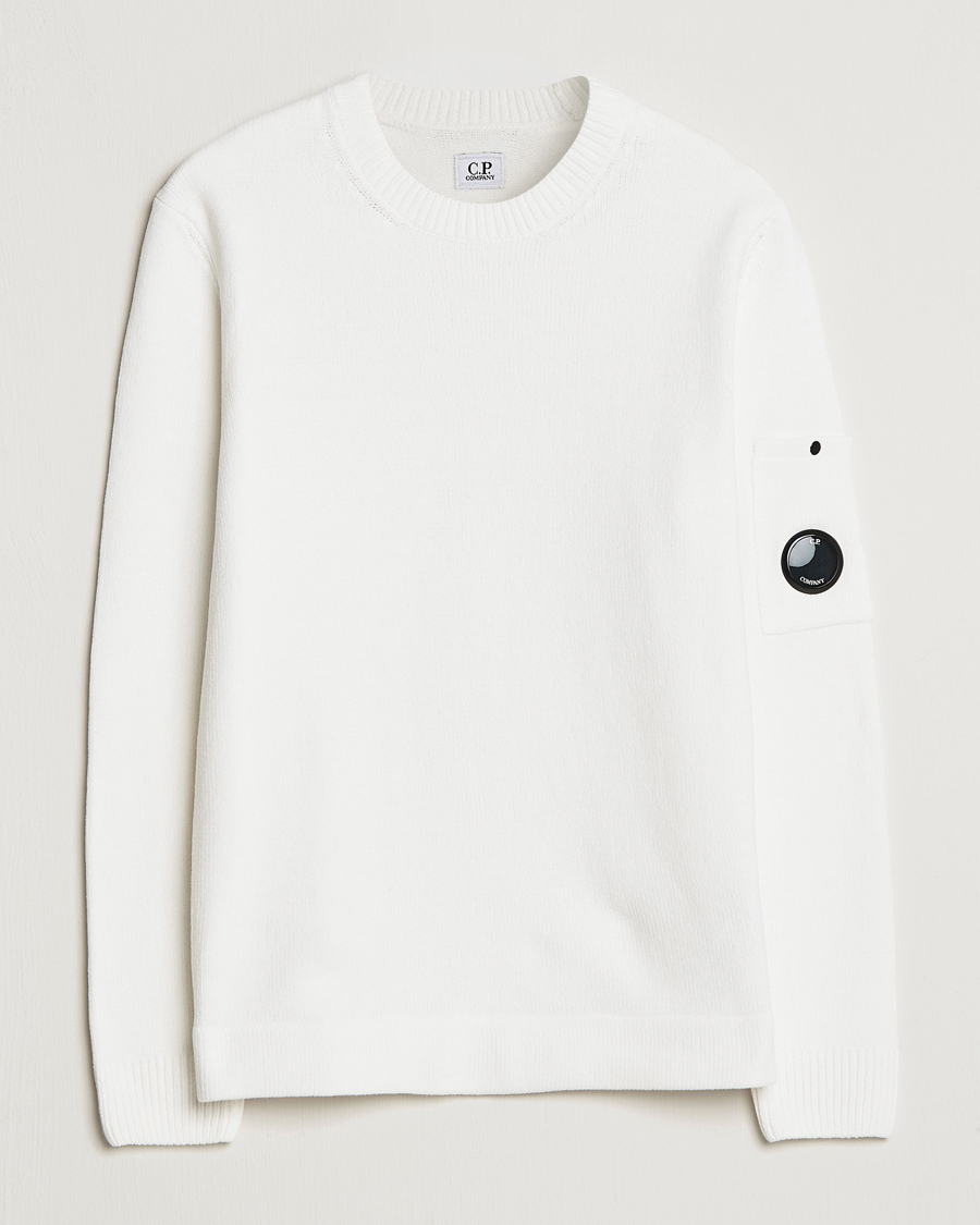 Uomini | Maglieria | C.P. Company | Cotton Chenille Crew Neck White