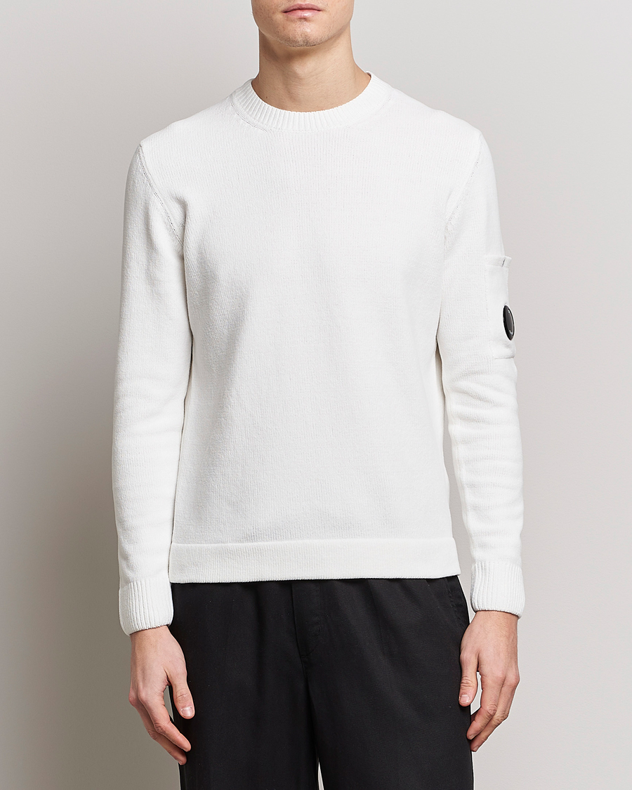 Uomini | Maglieria | C.P. Company | Cotton Chenille Crew Neck White