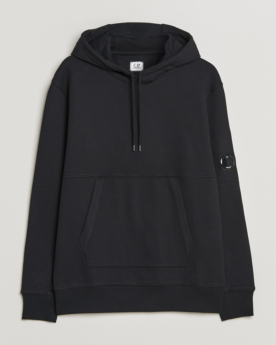 Uomini | Maglieria | C.P. Company | Diagonal Raised Fleece Hooded Lens Sweatshirt Black