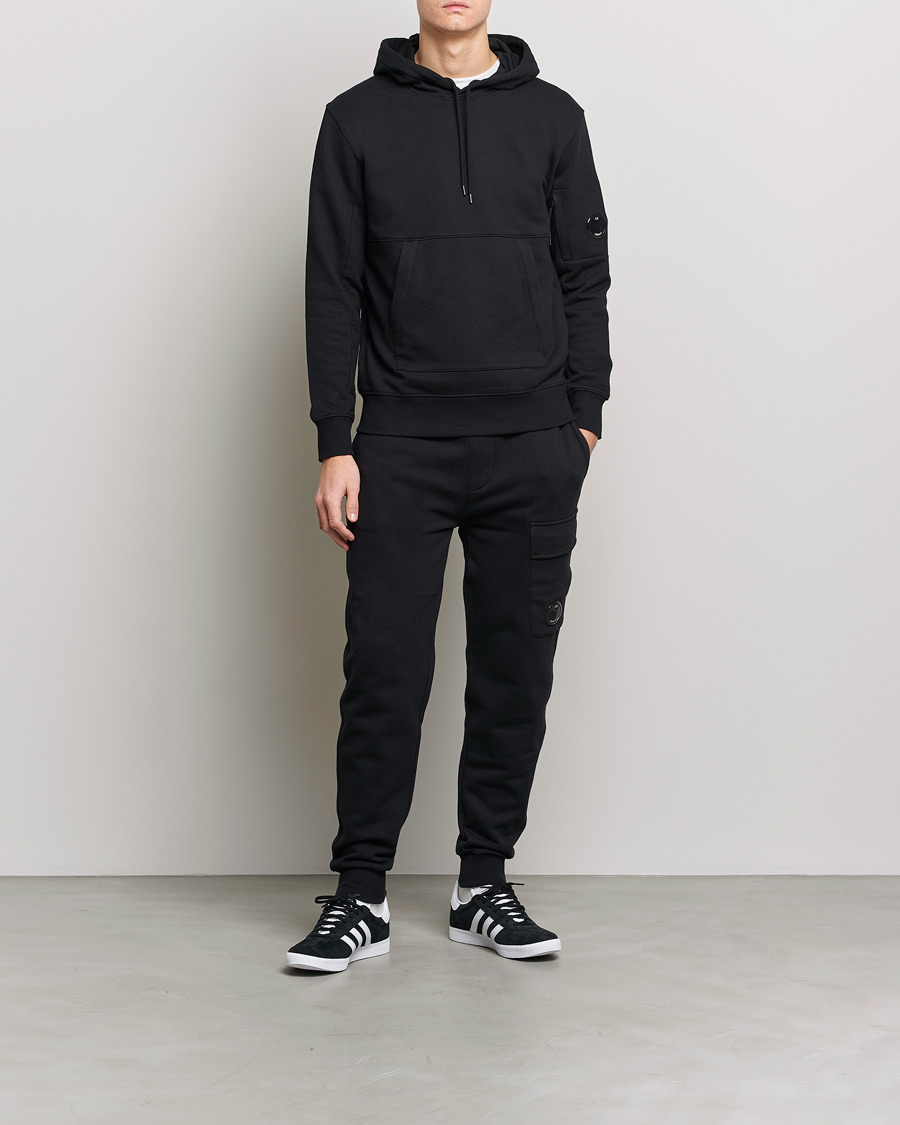 Uomini | Maglieria | C.P. Company | Diagonal Raised Fleece Hooded Lens Sweatshirt Black