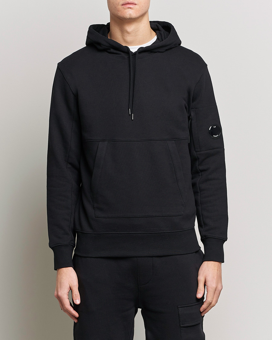 Uomini | Maglieria | C.P. Company | Diagonal Raised Fleece Hooded Lens Sweatshirt Black