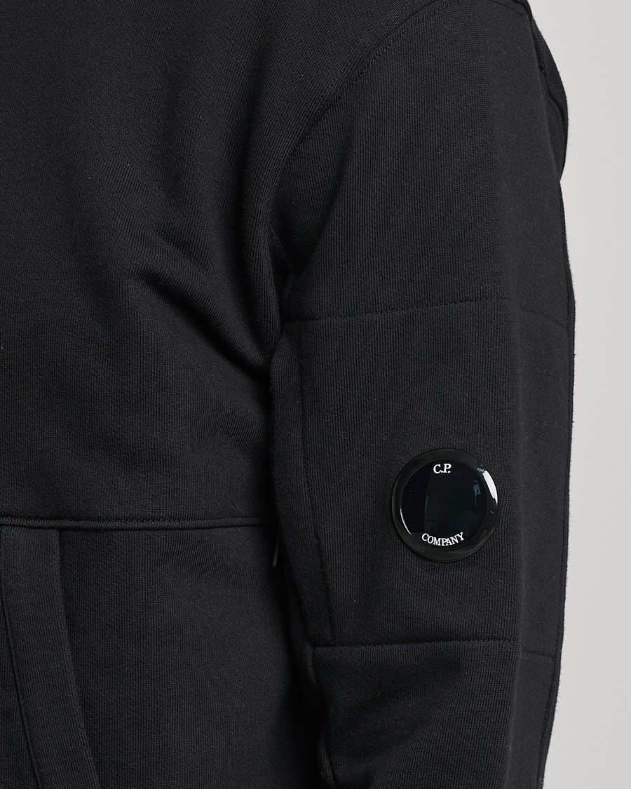 Uomini | Maglieria | C.P. Company | Diagonal Raised Fleece Hooded Lens Sweatshirt Black
