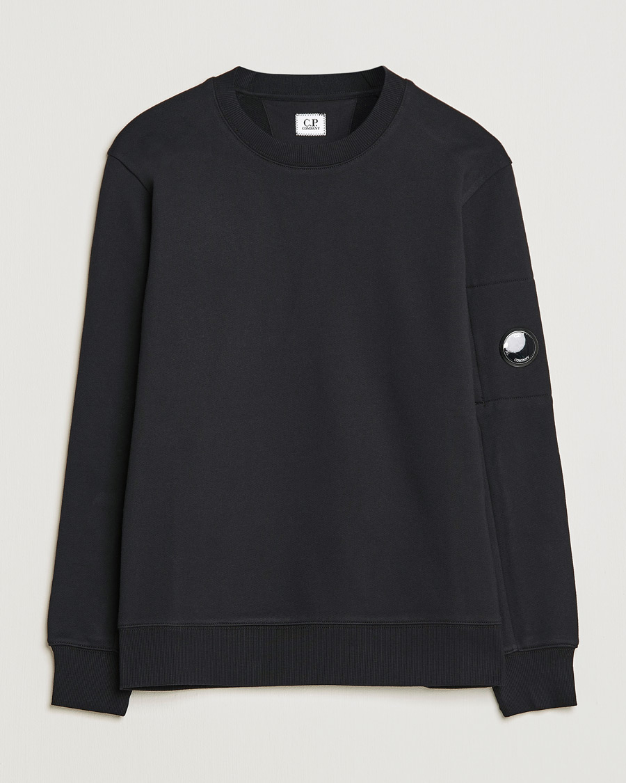 Uomini | Maglieria | C.P. Company | Diagonal Raised Fleece Lens Sweatshirt Black