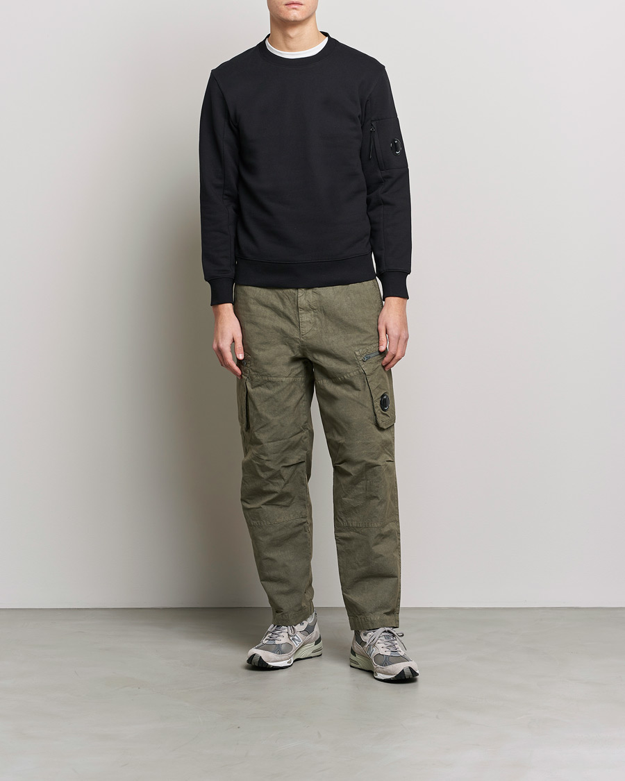 Uomini | Maglieria | C.P. Company | Diagonal Raised Fleece Lens Sweatshirt Black