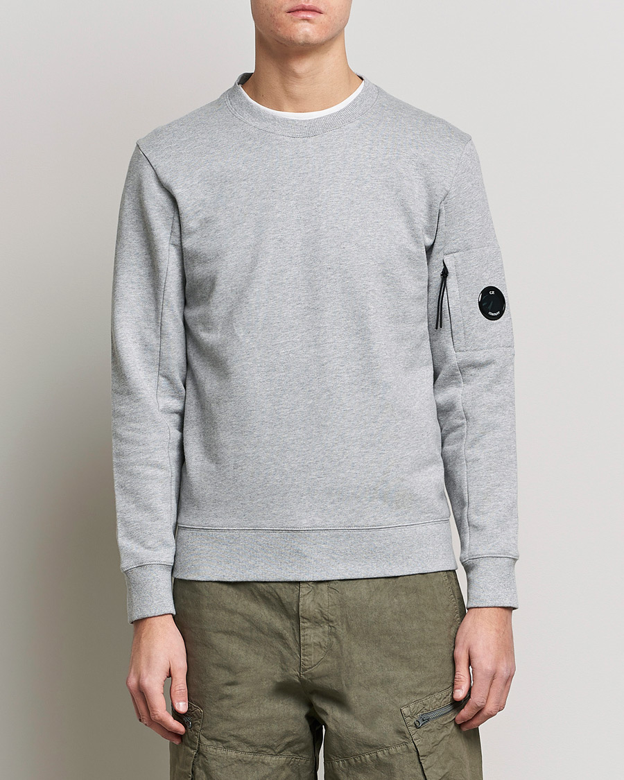 Uomini | Maglieria | C.P. Company | Diagonal Raised Fleece Lens Sweatshirt Grey