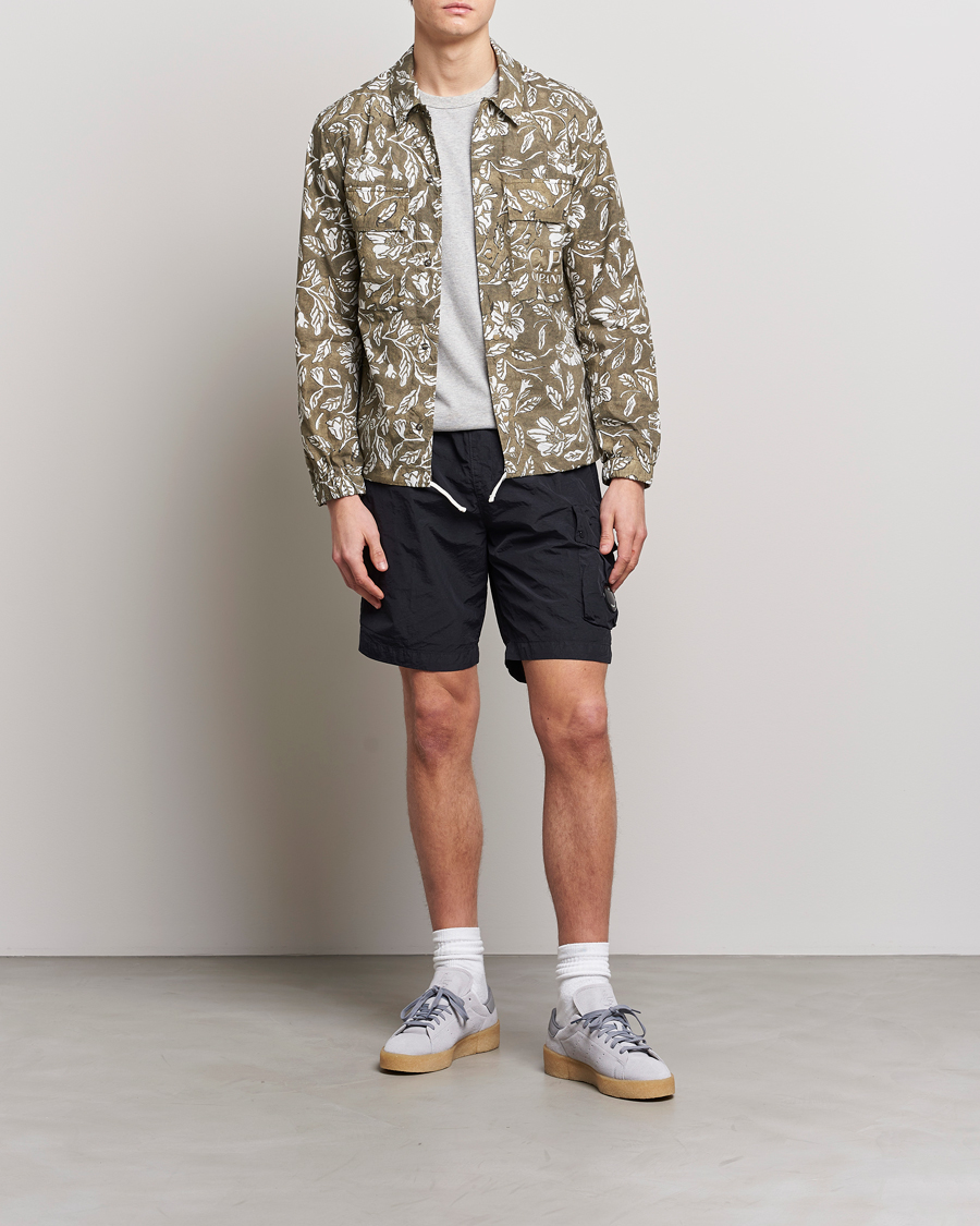 Uomini | Camicie | C.P. Company | Garment Dyed Printed Popline Overshirt Olive
