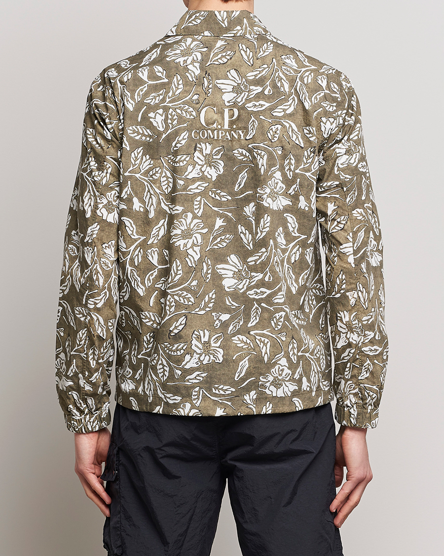 Uomini | Camicie | C.P. Company | Garment Dyed Printed Popline Overshirt Olive