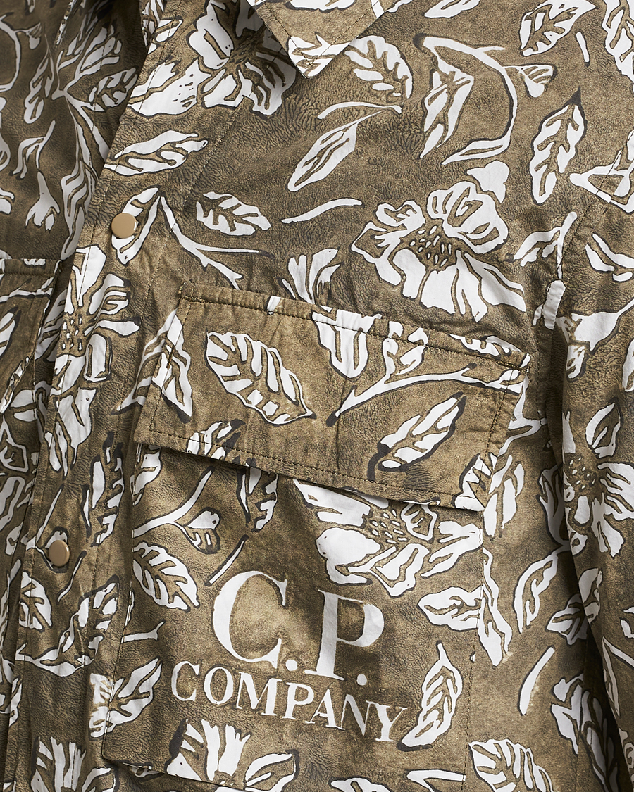 Uomini | Camicie | C.P. Company | Garment Dyed Printed Popline Overshirt Olive
