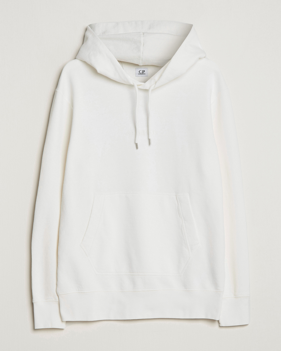 Uomini | Maglieria | C.P. Company | Garment Dyed Cotton Fleece Printed Hood White