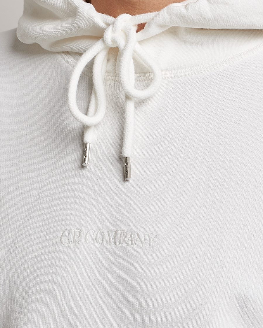 Uomini | Maglieria | C.P. Company | Garment Dyed Cotton Fleece Printed Hood White