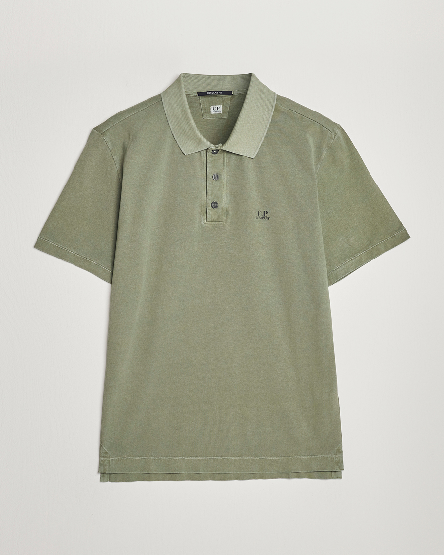 Uomini | Polo | C.P. Company | Old Dyed Cotton Jersey Polo Olive