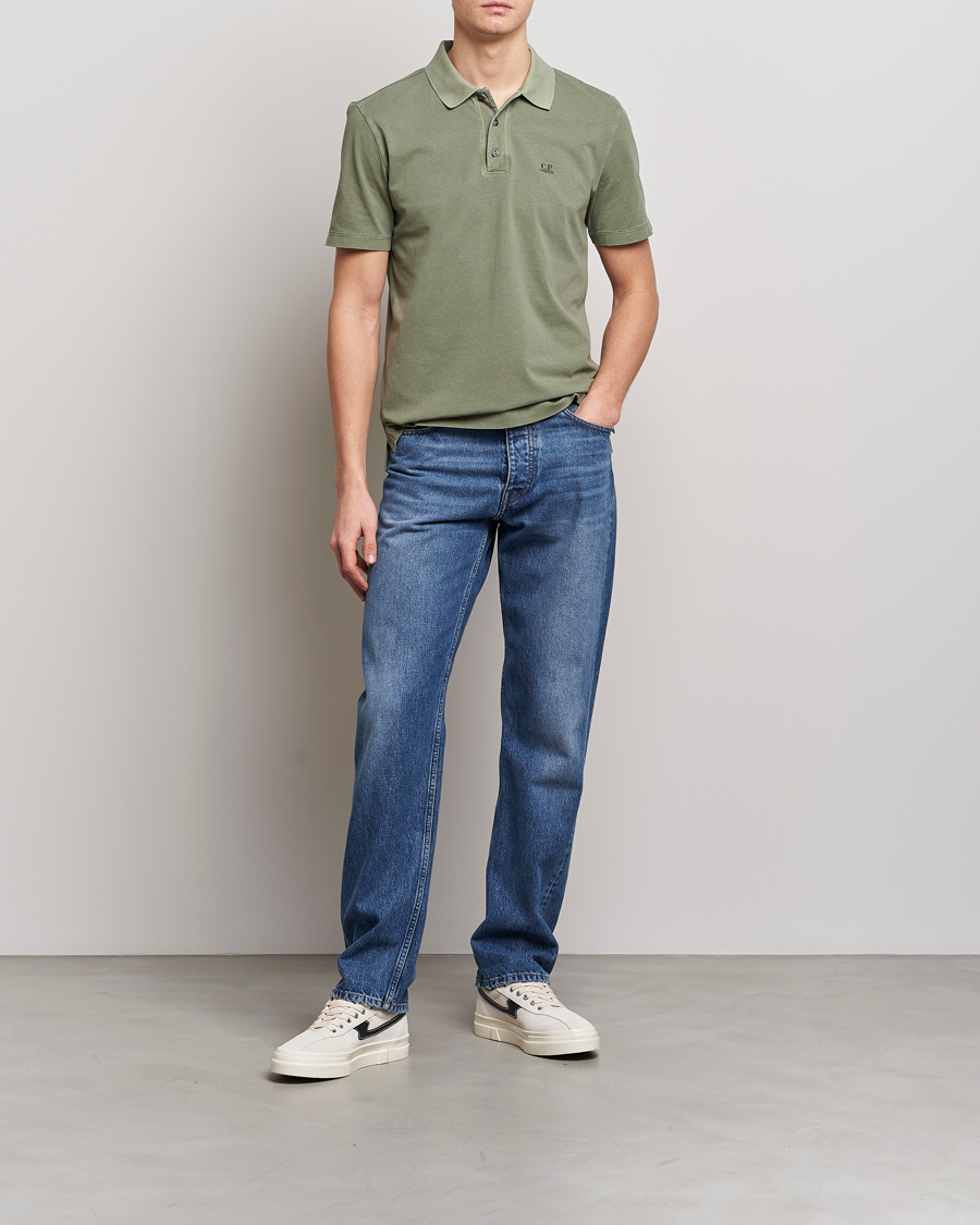 Uomini | Polo | C.P. Company | Old Dyed Cotton Jersey Polo Olive