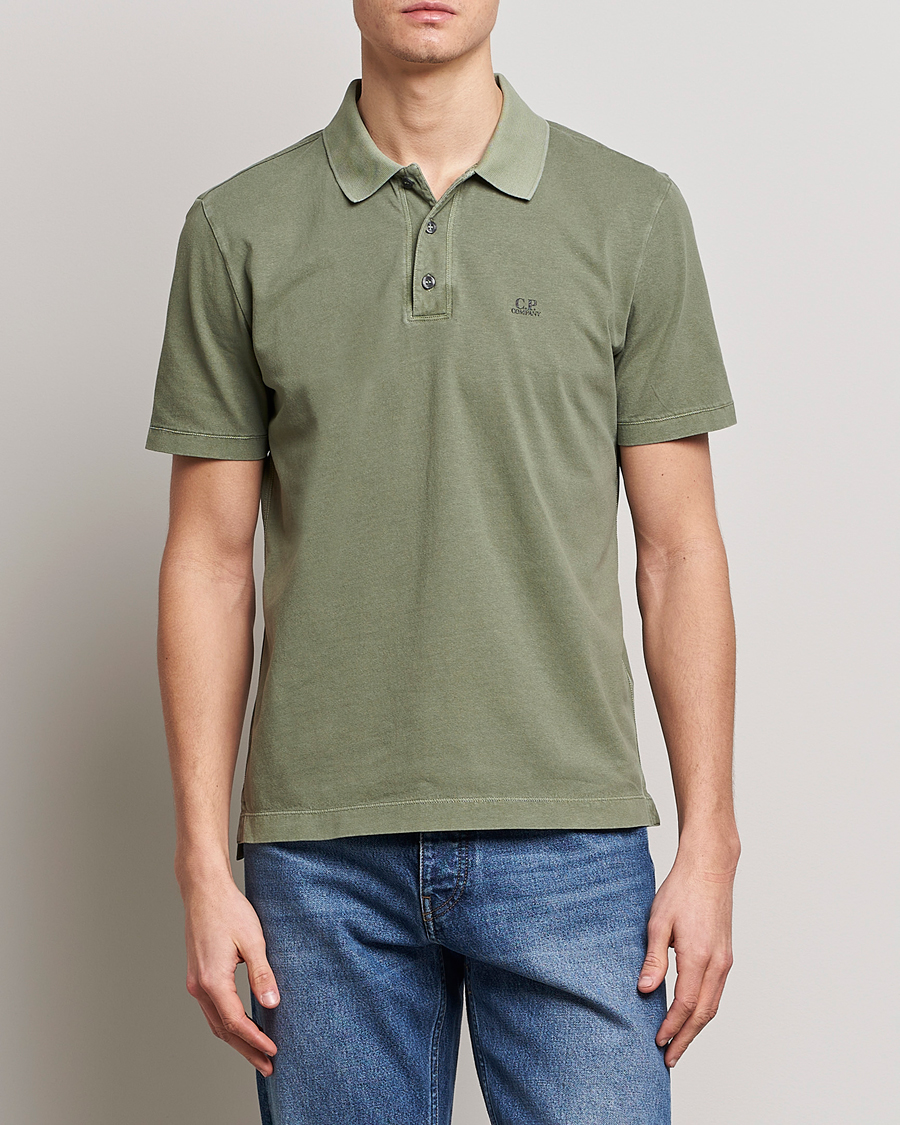 Uomini | Polo | C.P. Company | Old Dyed Cotton Jersey Polo Olive