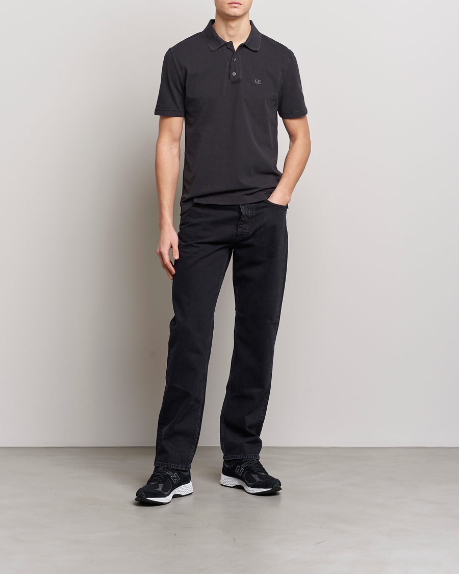 Uomini | Polo | C.P. Company | Old Dyed Cotton Jersey Polo Black