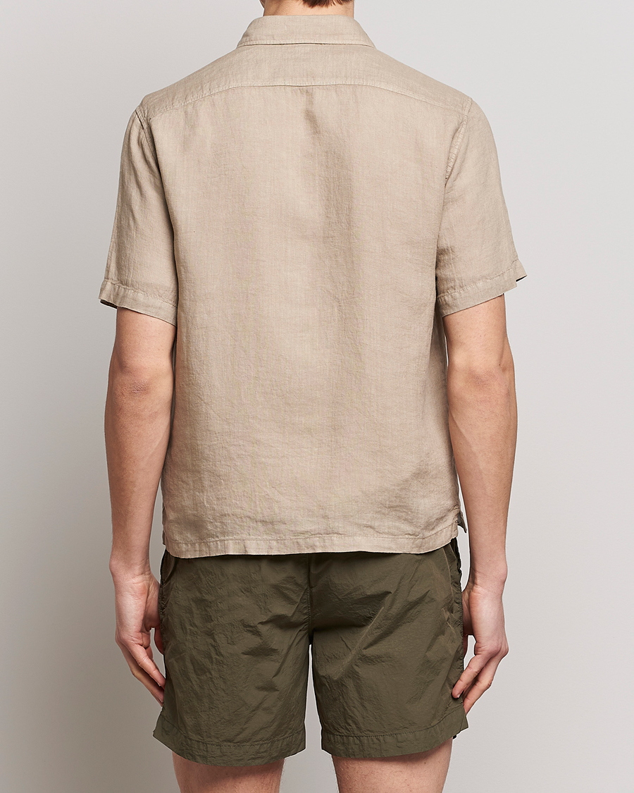 Uomini | Camicie | C.P. Company | Short Sleeve Pocket Linen Shirt Taupe