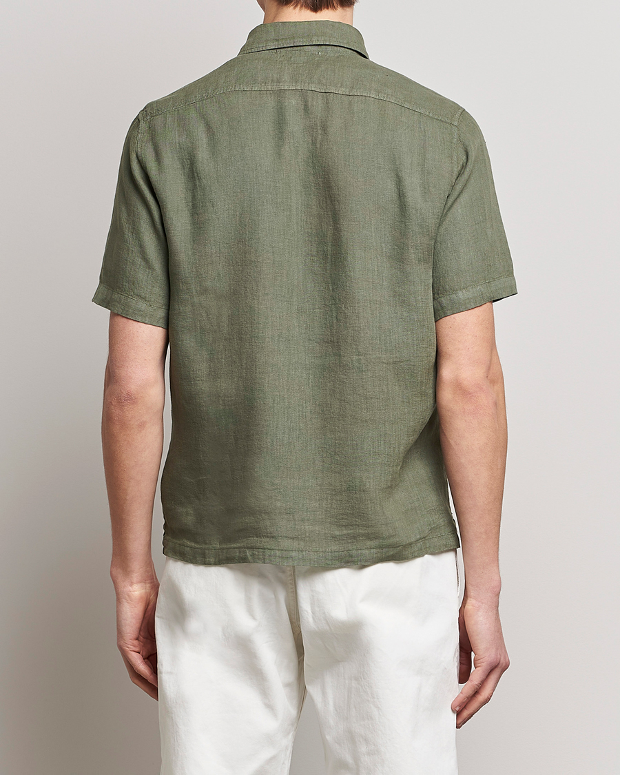 Uomini | Camicie | C.P. Company | Short Sleeve Pocket Linen Shirt Olive