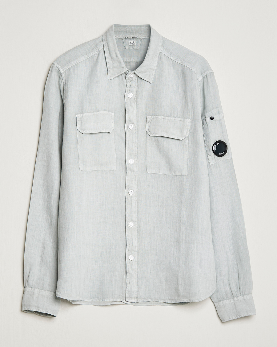 Uomini | Camicie | C.P. Company | Long Sleeve Linen Shirt Ocean