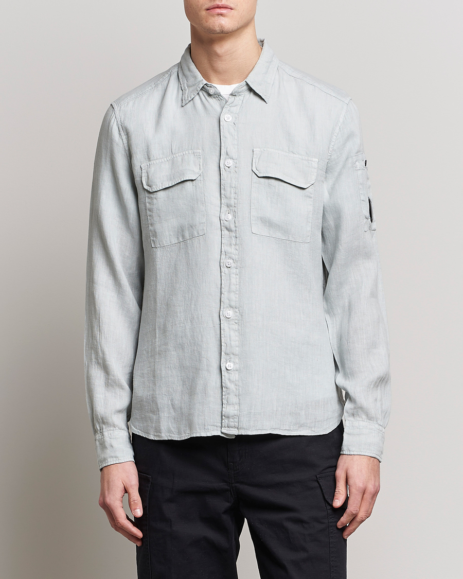 Uomini | Camicie | C.P. Company | Long Sleeve Linen Shirt Ocean