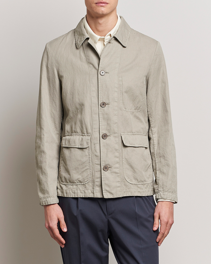 Uomini | Giacche | Aspesi | Tadao Cotton/Linen Shirt Jacket Khaki
