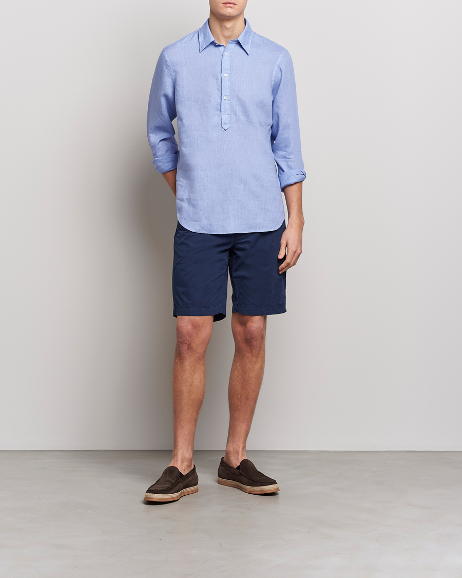 Uomini | Pantaloncini | Aspesi | Washed Cotton Cargo Shorts Dark Blue