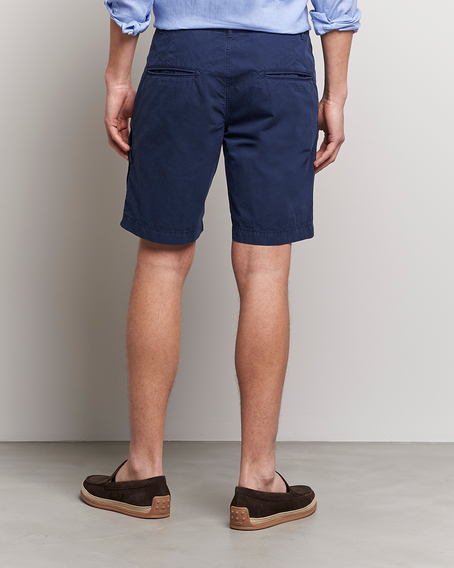 Uomini | Pantaloncini | Aspesi | Washed Cotton Cargo Shorts Dark Blue